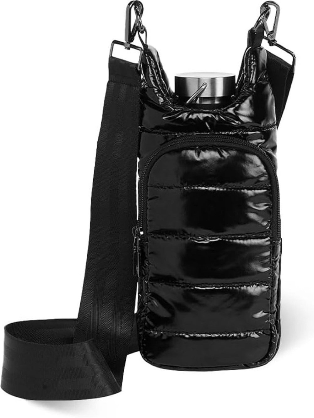 Hydobag Black Crossbody Water Bottle Up to 32 oz. Holder with Phone Pocket